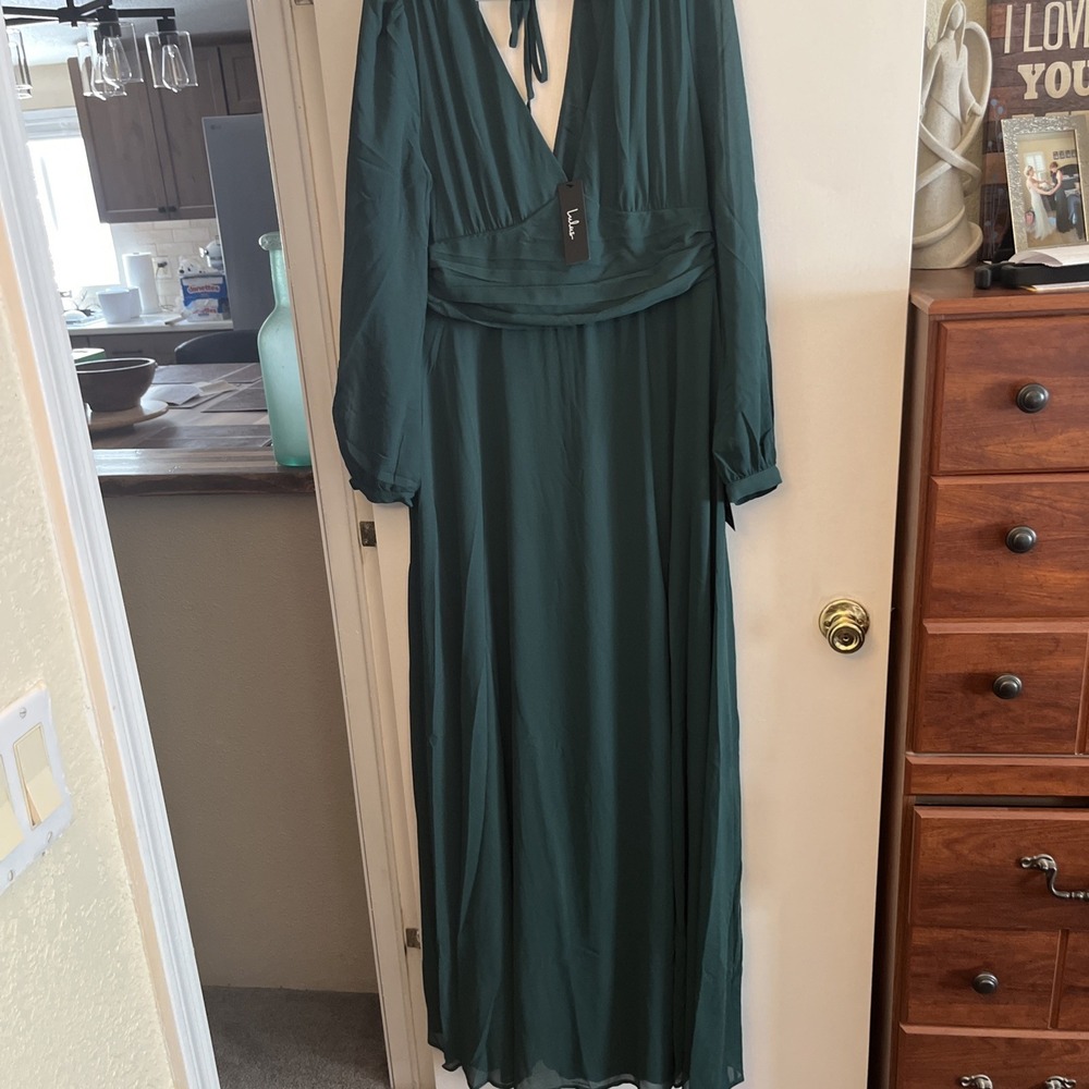 Lulu  About Divine HunterGreen Women's Maxi Dress‎  Backless Size XL - Picture 2 of 11